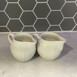 Cream Porcelain Individual Creamer - Set of 2